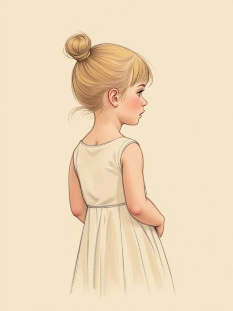 Ethereal Girl in Impressionistic Pencil Sketch