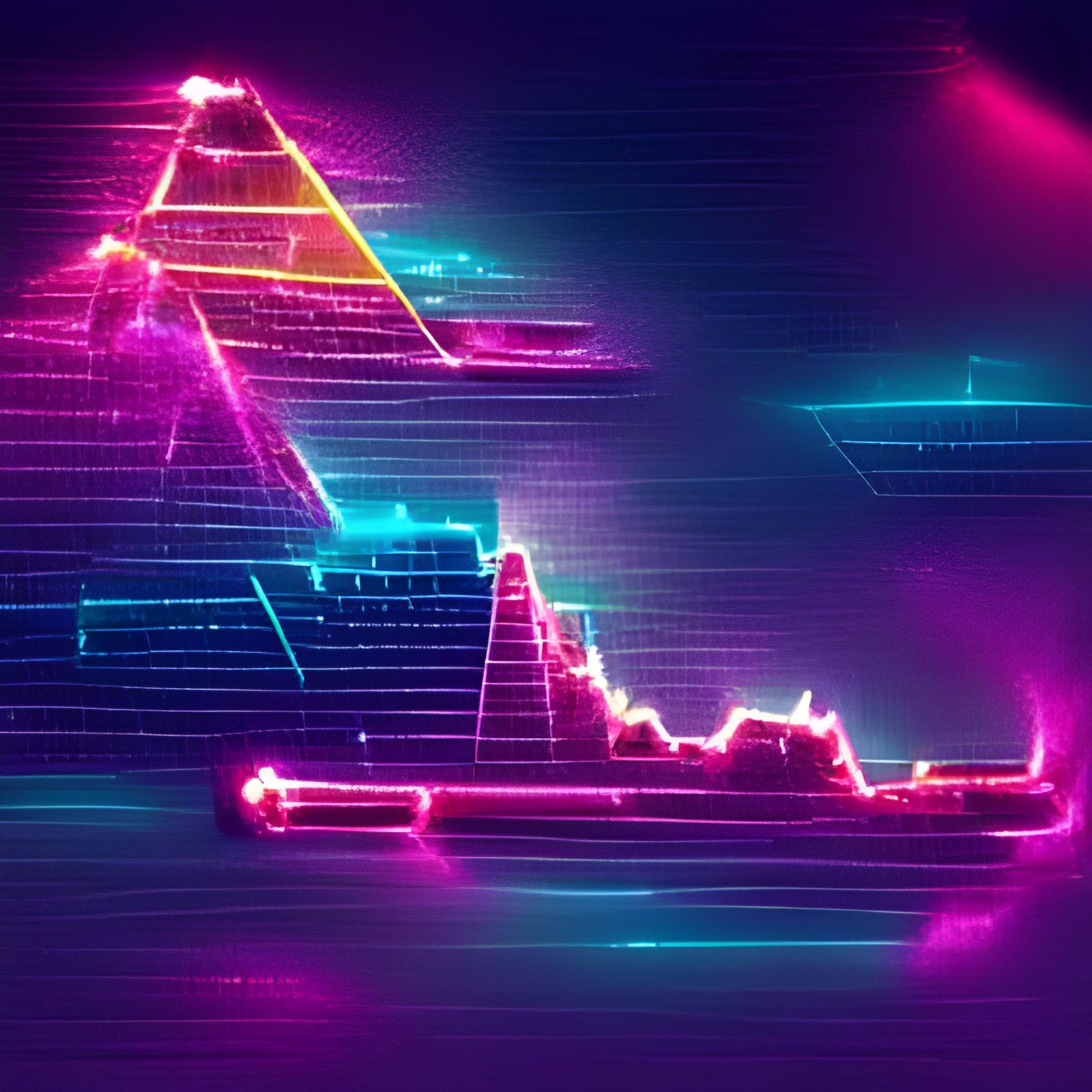 Neon Crypto Coins in Synthwave Style