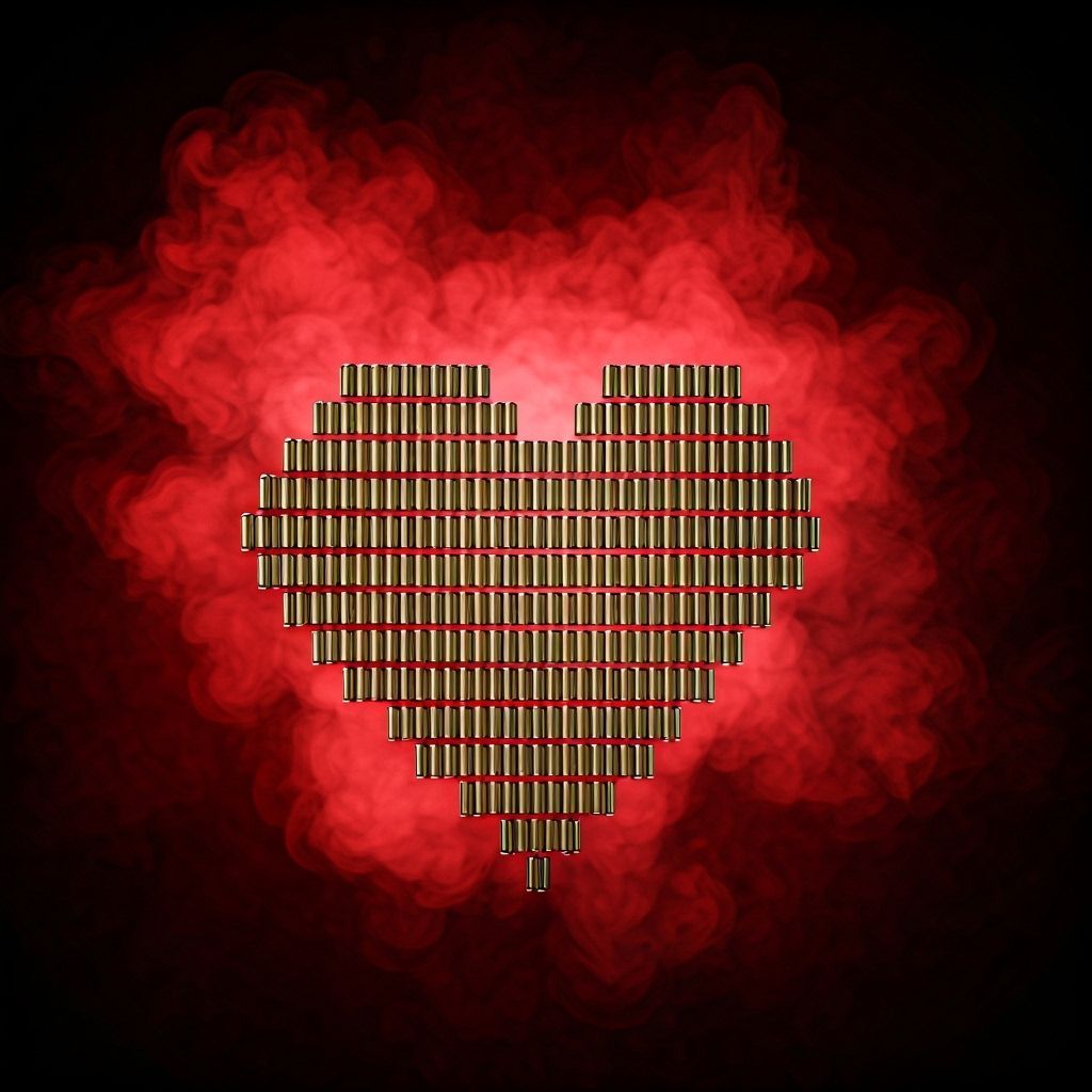 I Love Roni Made of Bullets with Red Smoke