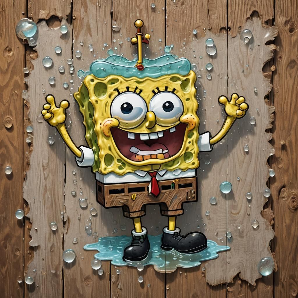 Realistic Spongebob Squarepants Portrait at Krusty Krab