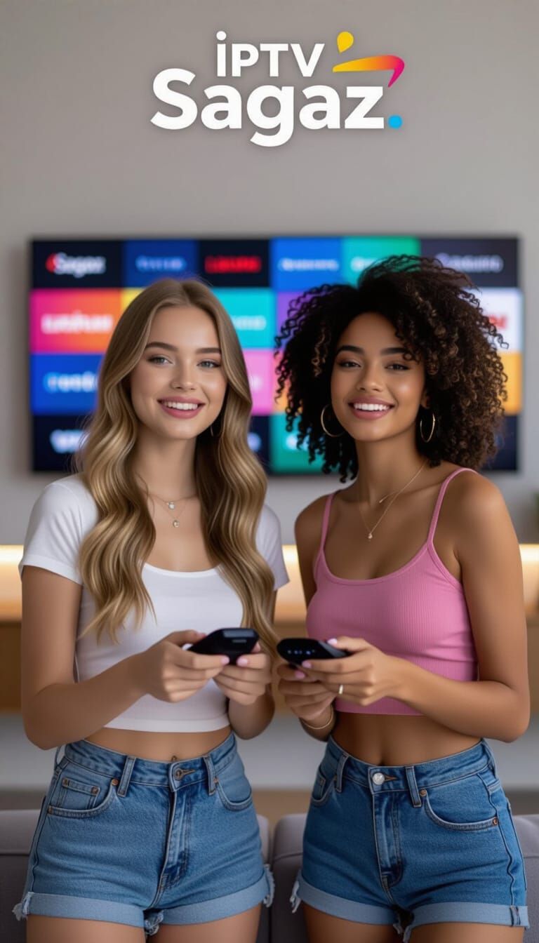 Stylish Women with IPTV in a Modern Interior