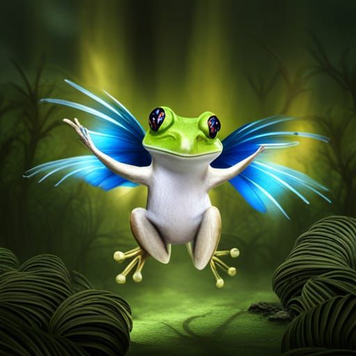 Flying Frog with Butterfly Wings: Fantasy Concept Art