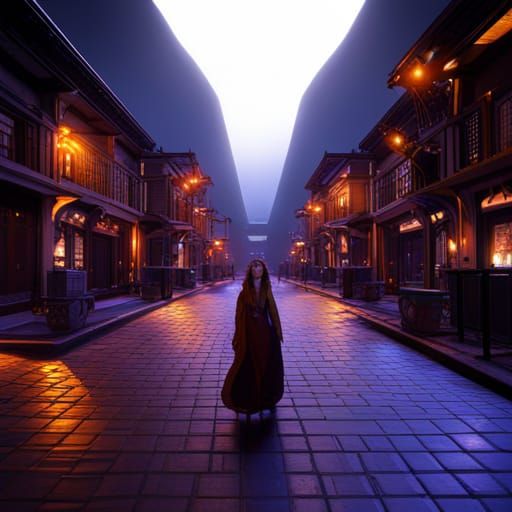 Detailed Nightlife Fantasy Concept Art in Deep Color