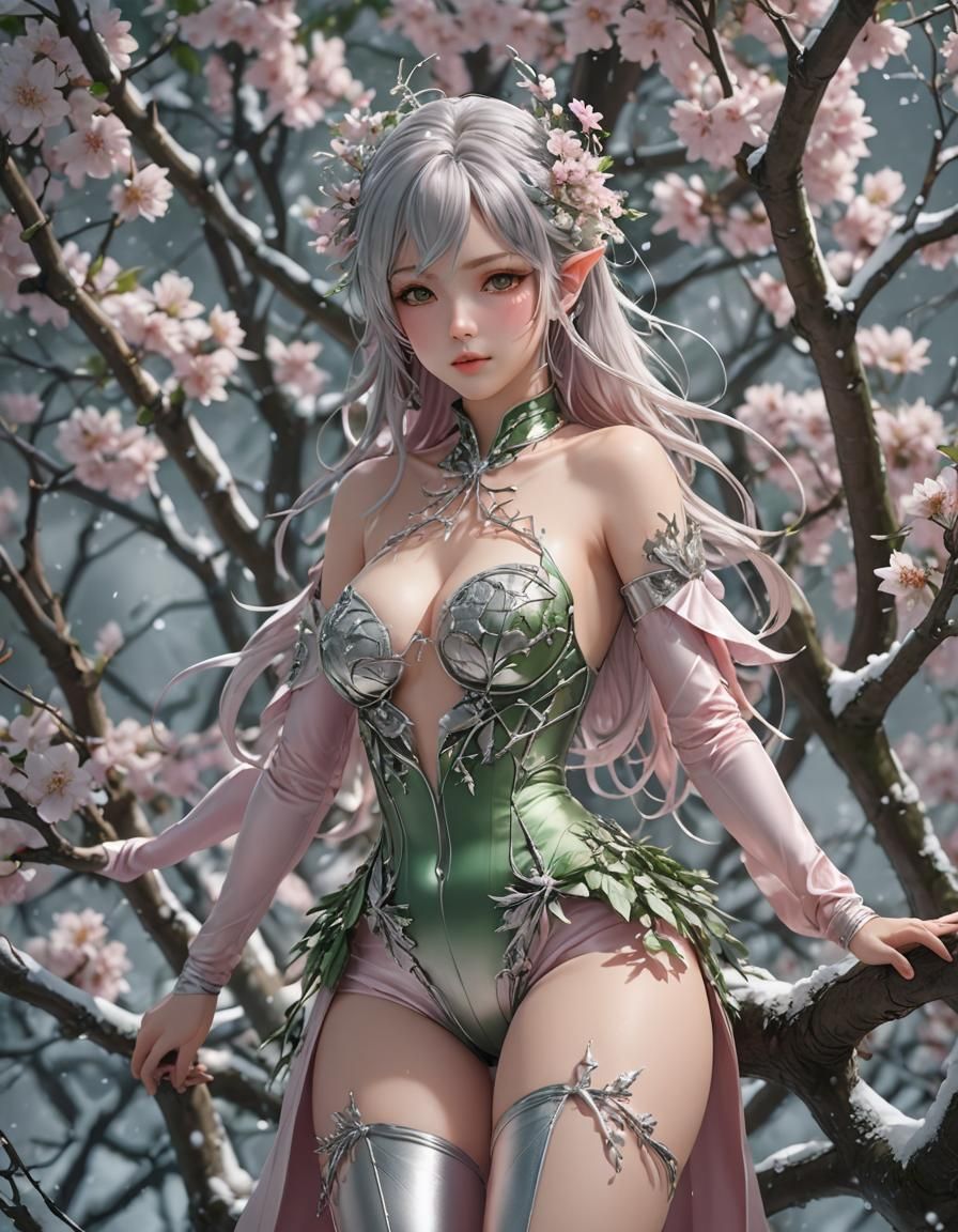 Sakura Fairy in Silk Outfit, Anime 3D Art