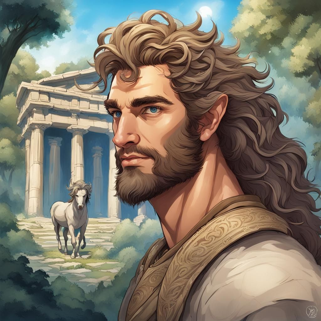 Handsome Centaur with Greek Features in Magical Forest