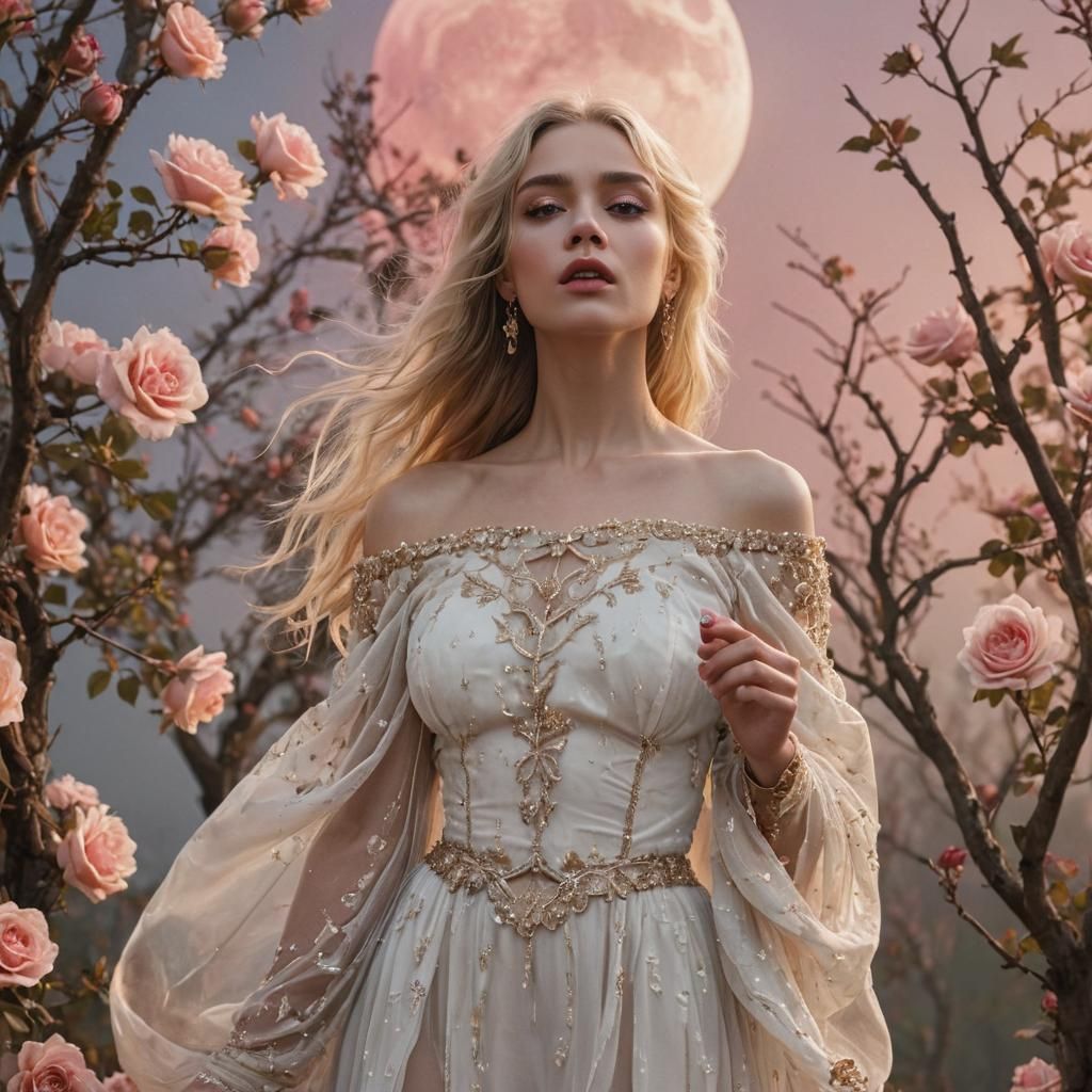 Goddess in Roses: Fantasy Concept Art