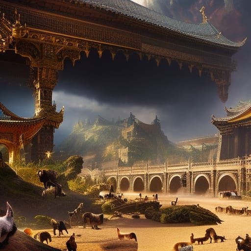 A Whimsical Land Made of Cats