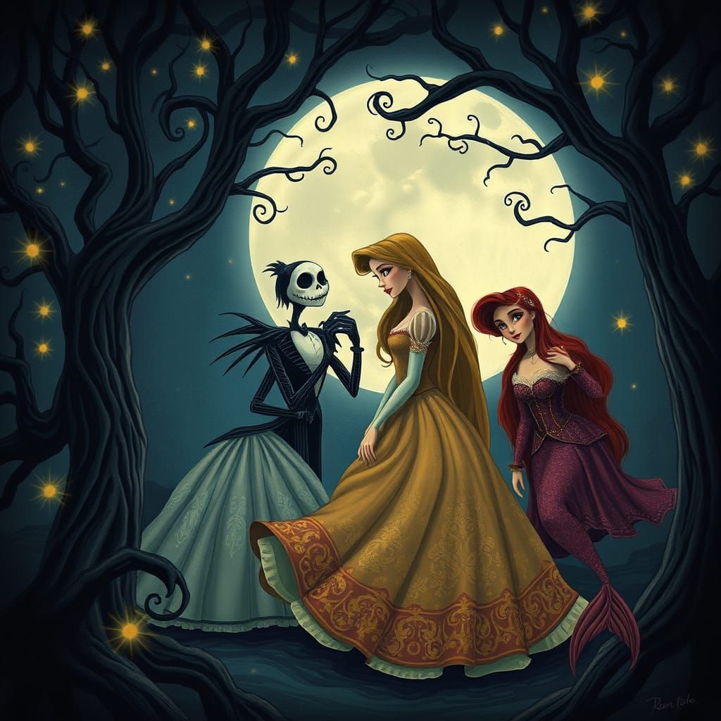 Moonlit Whimsy: Disney Fairytale Convergence in Dark Fantasy...