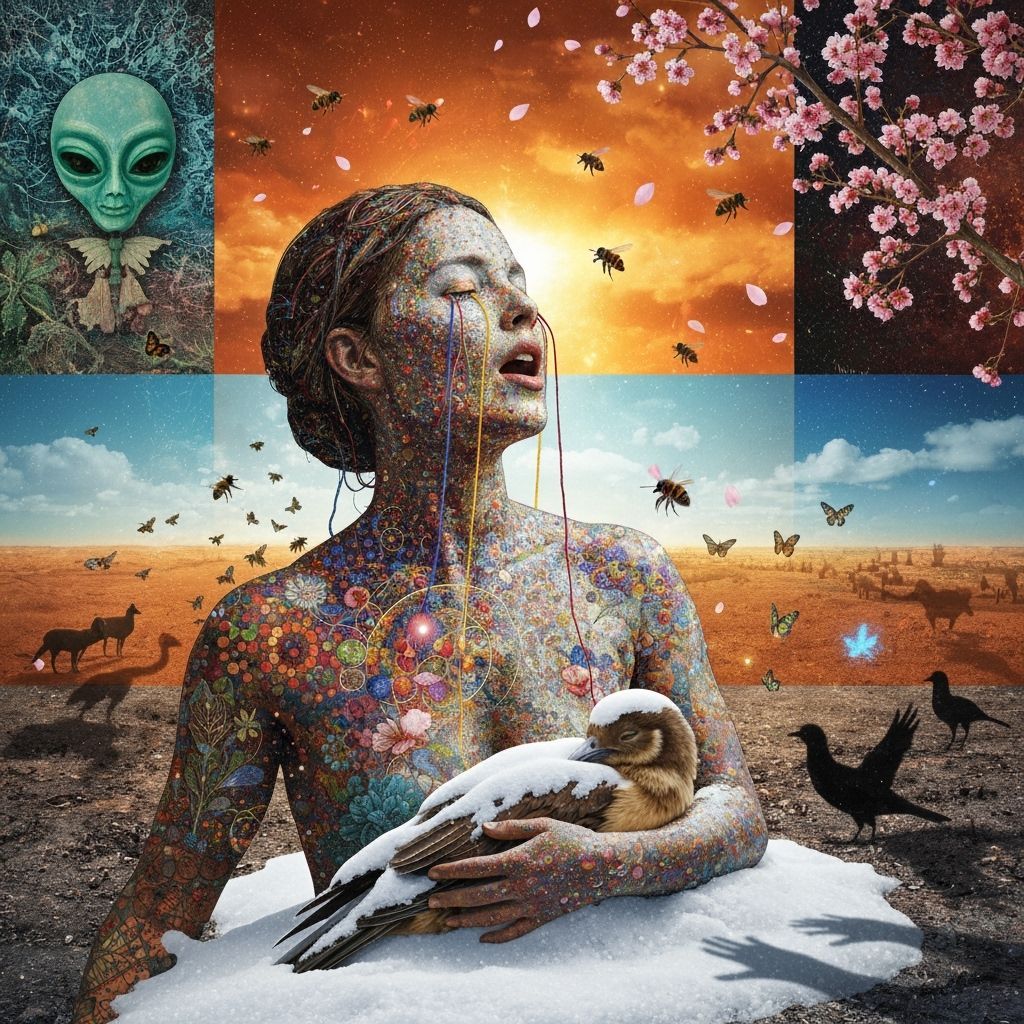 Mystical Bio Art Collage: Rebel Sings in Enchanted Forest