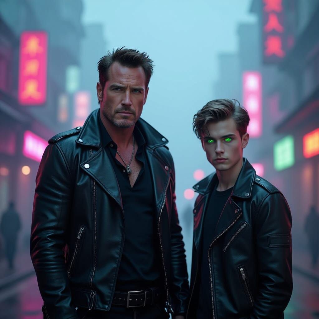Pierce Brosnan & TimXE in Neon Cityscape
