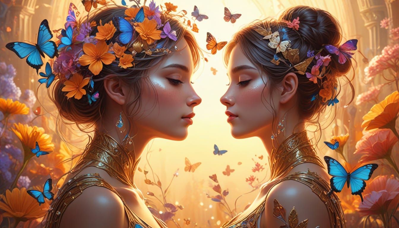 Fantasy Digital Painting Of Head Blooming With Flowers