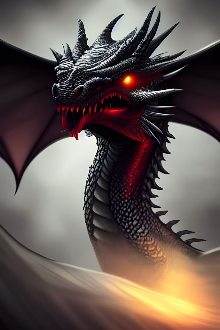 Sinister Dragon Portrait in Hyperrealistic Detail