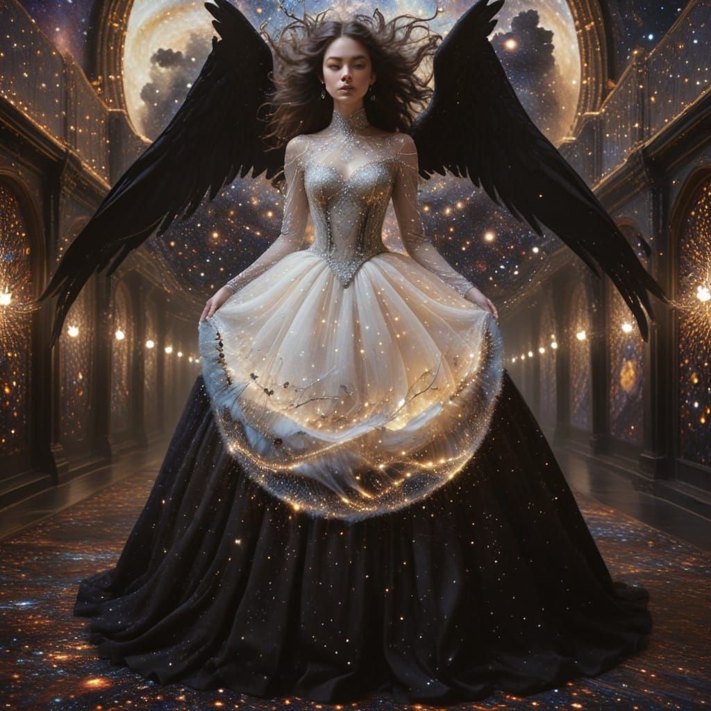 Cosmic Dreamscape in Vibrant, Swirling Skies