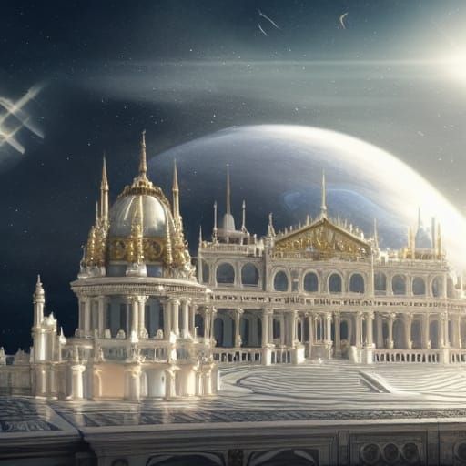 Grandiose Marble Palace Floating in Space