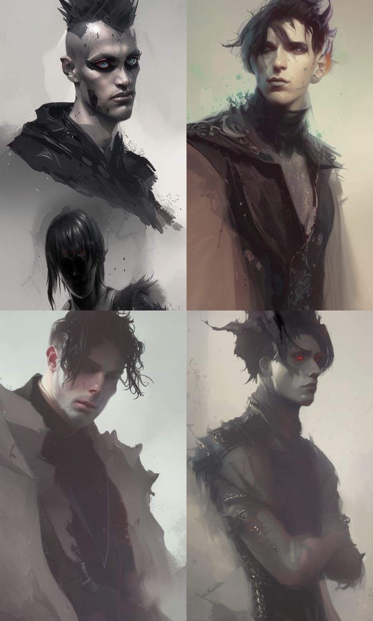 Gothic Male Portrait in High Detail Fantasy Art