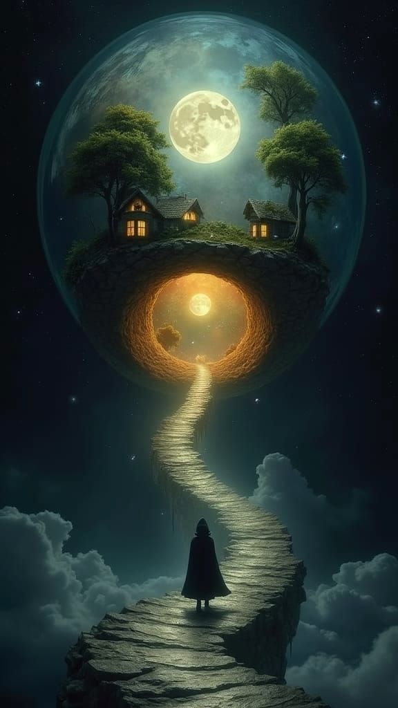 Surreal Observatory Dome with Floating River Dreamscape