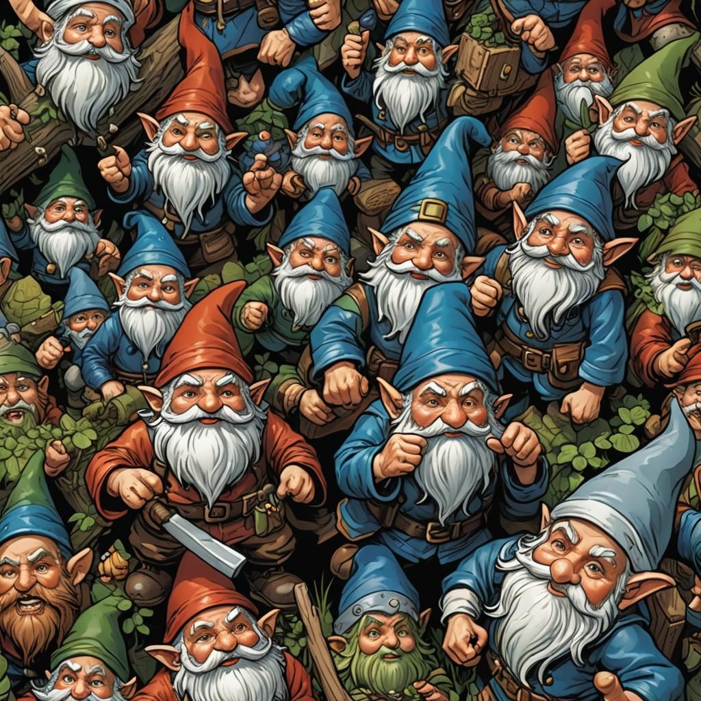 Gnomes with Hidden Faces in Comic Book Art