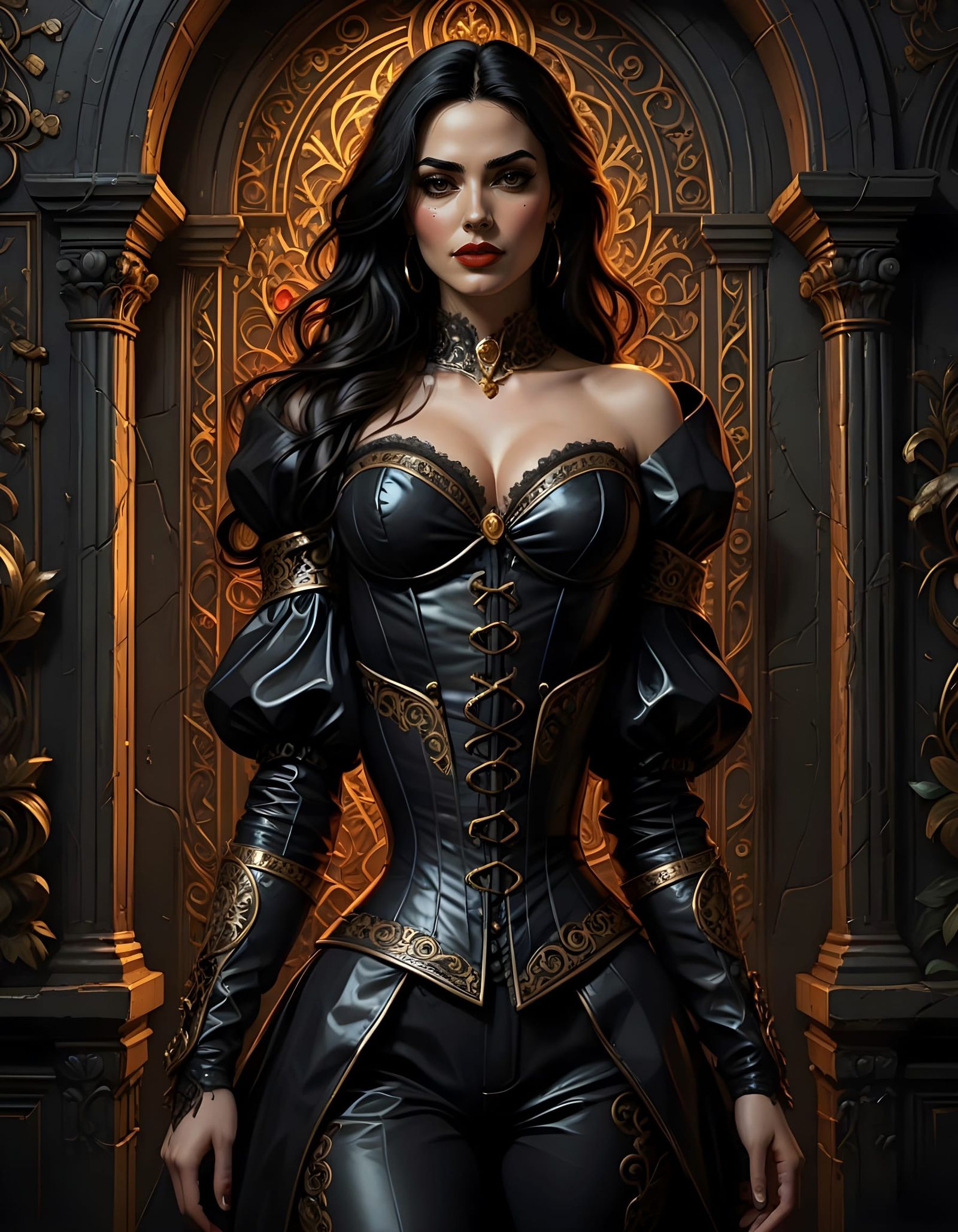 Gritty Italian Siren in Dark Sketchbook Style