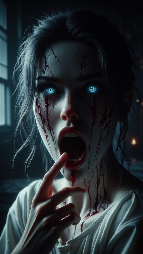 Nightmare Rat Bites Sleeping Teen in Dark Horror Style