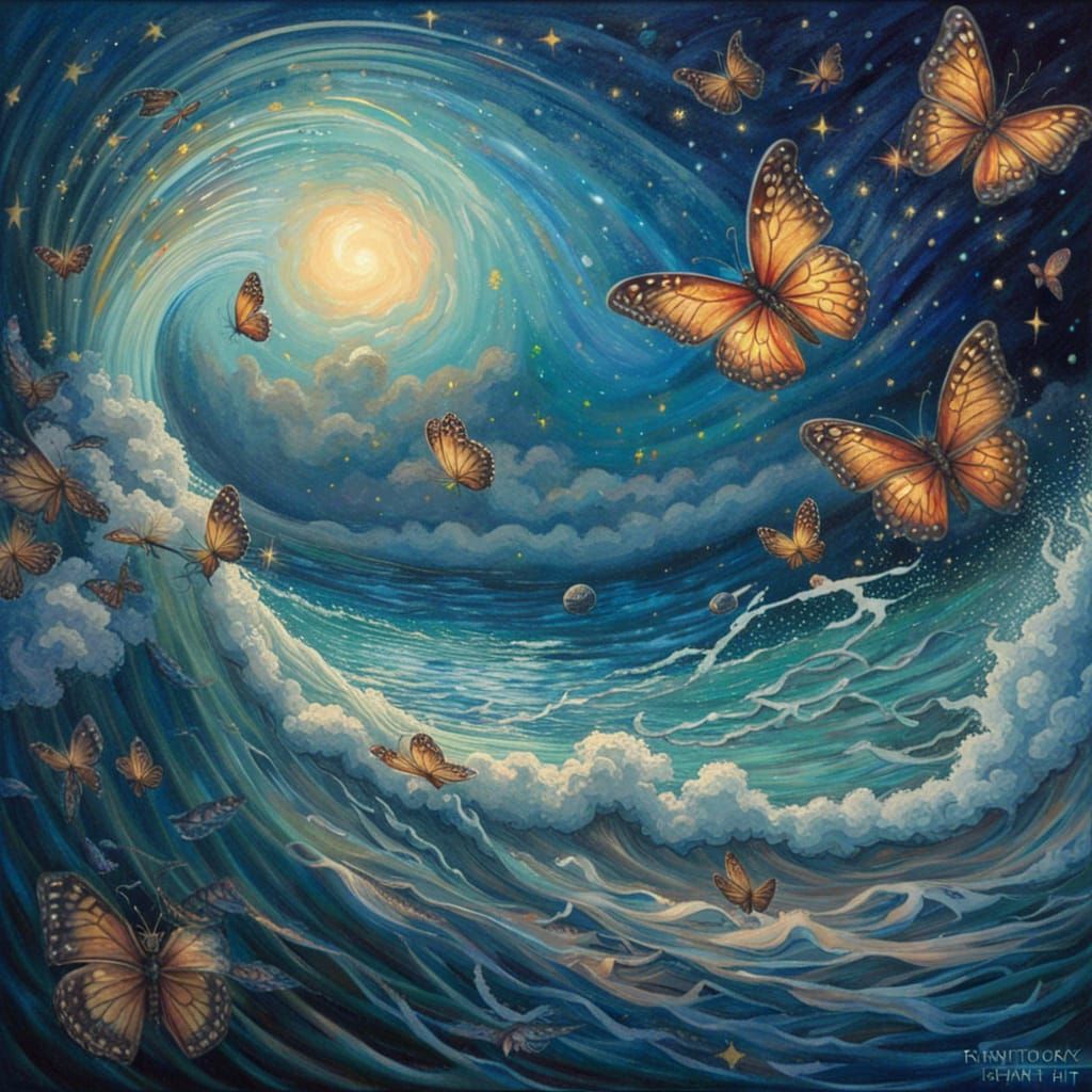 Butterfly Creates Ocean Wave: Splash Art