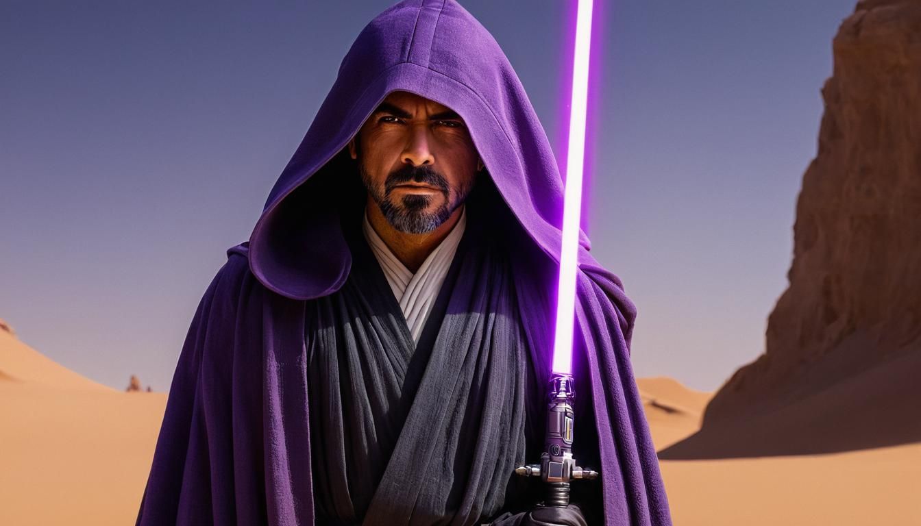 Jedi Master Portrait on Tatooine with Purple Saber