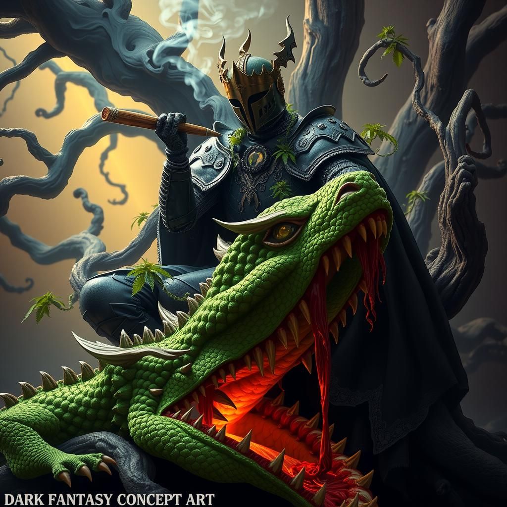 Green Knight Triumphant with Severed Dragon Head