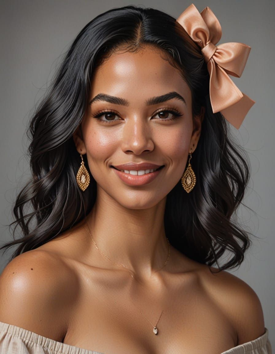 Hyperrealistic Portrait of a Young Dominican Woman