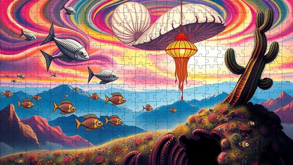 Mystical Dreamlike Alien World in Cyberpunk Style