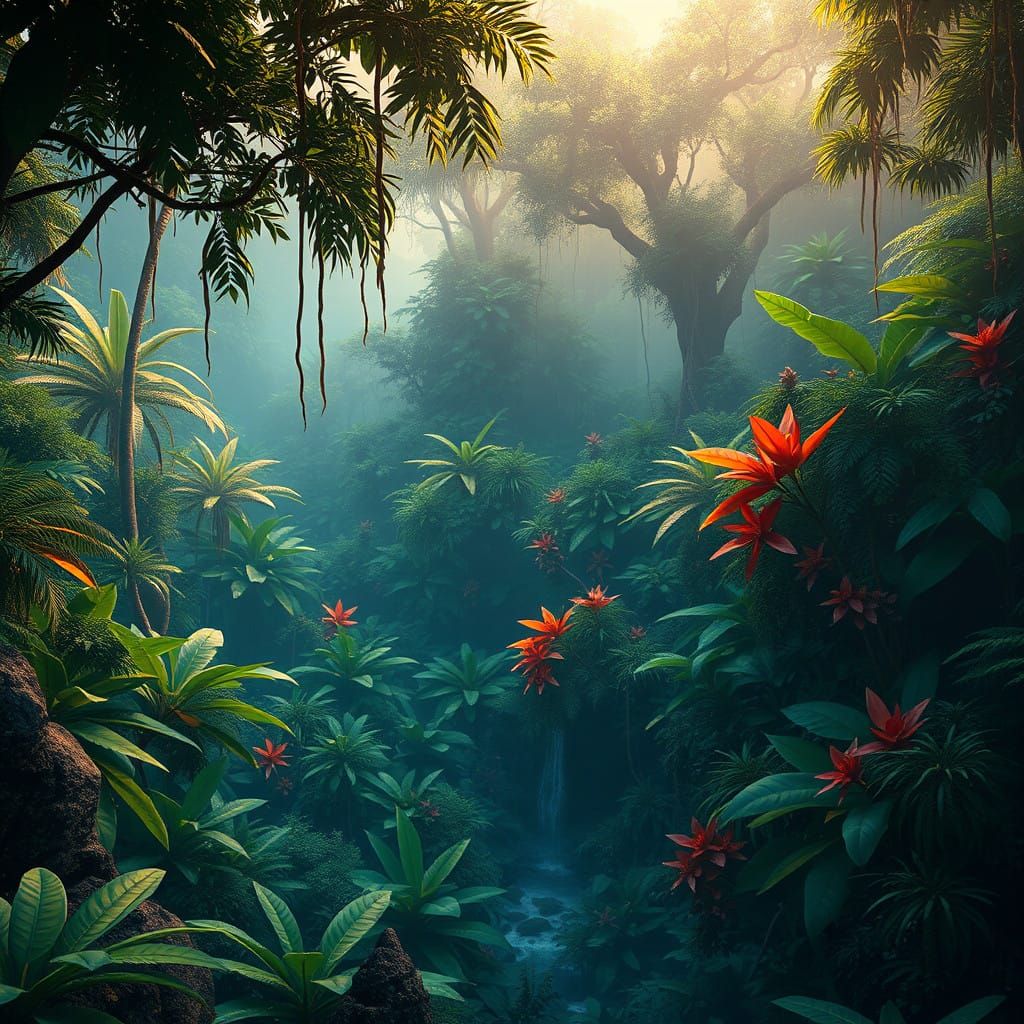 Tropical Rainforest in Moody, Sci-Fi Landscape Style