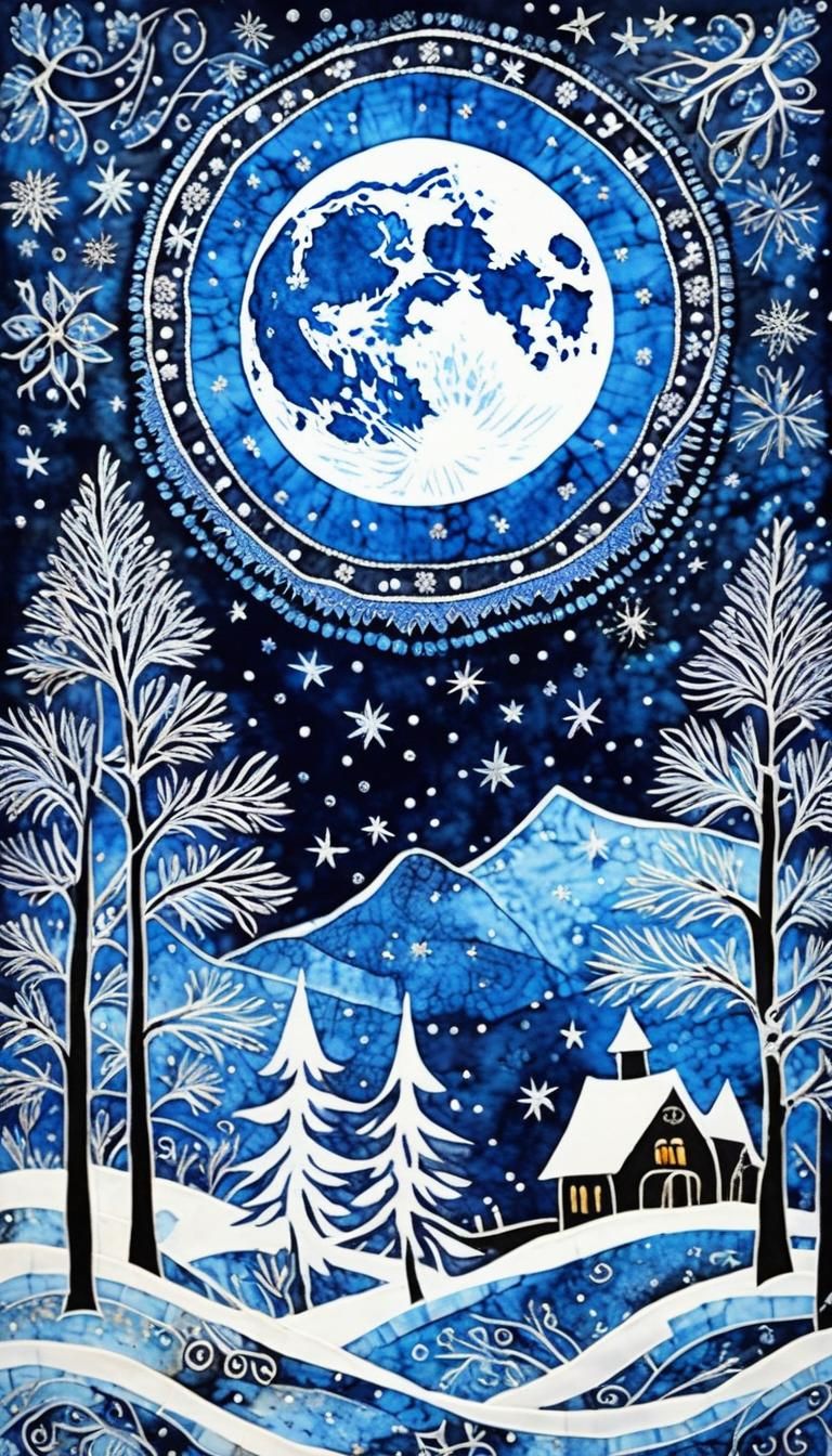 Medieval Winter Night in Batik Fabric Splendor