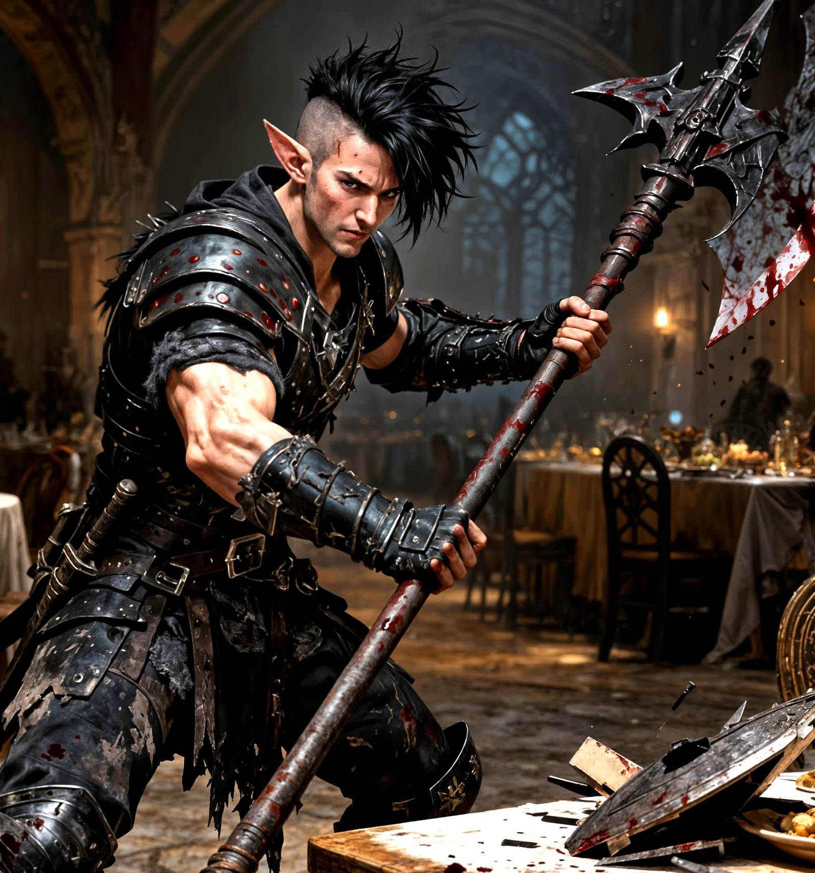 Ebon Knight Defensive Stance in Dim Feast Hall