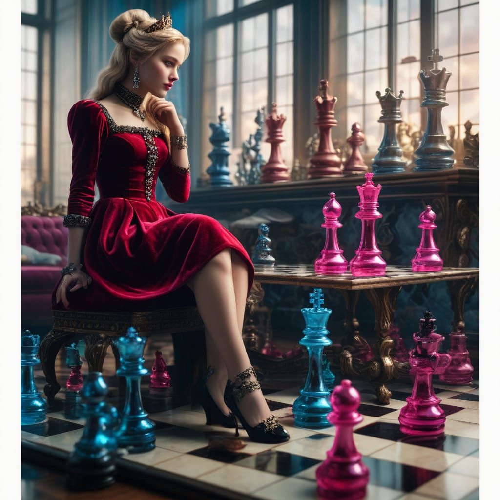 Elegant Victorian Queen in Opulent Ballroom