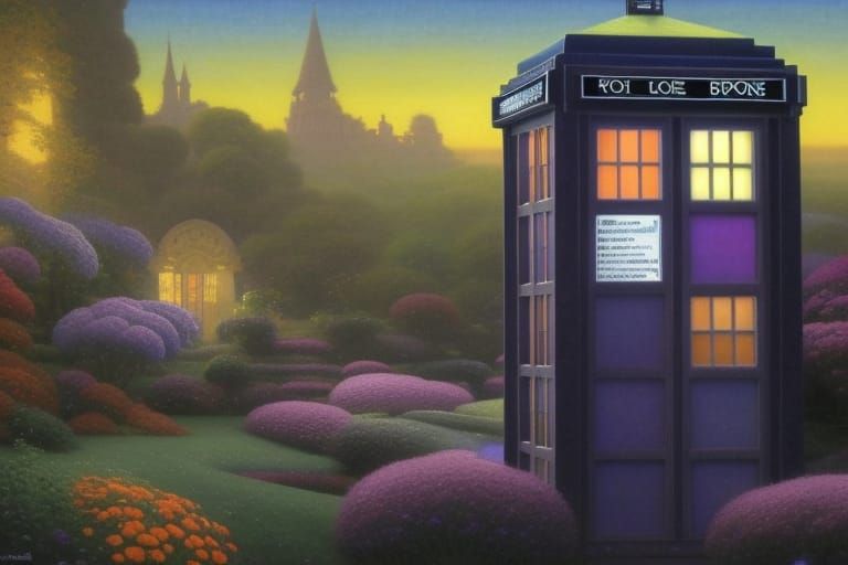 Sunrise Garden with Gothic Archways and Floating Crystals