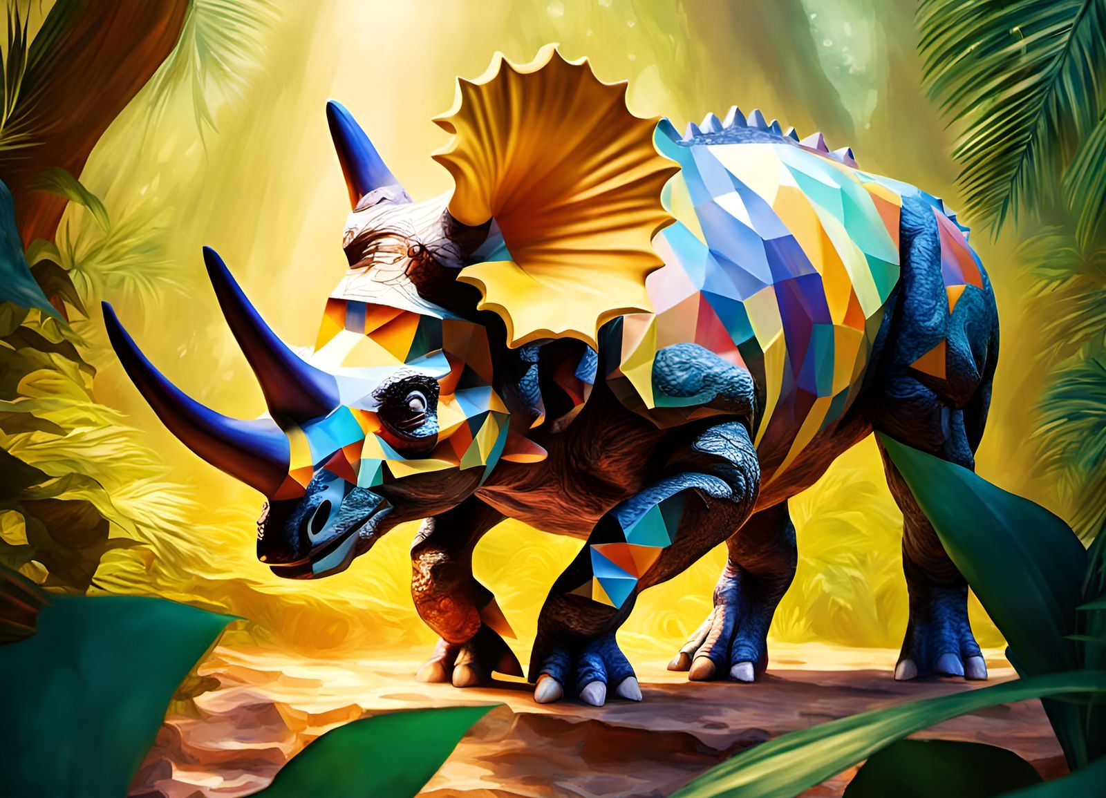Triceratops in Color and Cubism