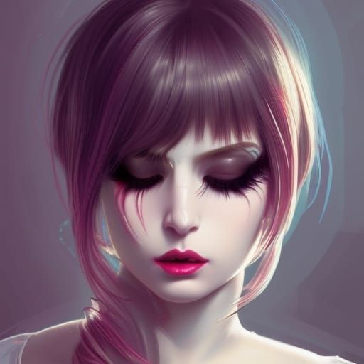 Egirl Portrait with Pink Blusher in 8k Resolution