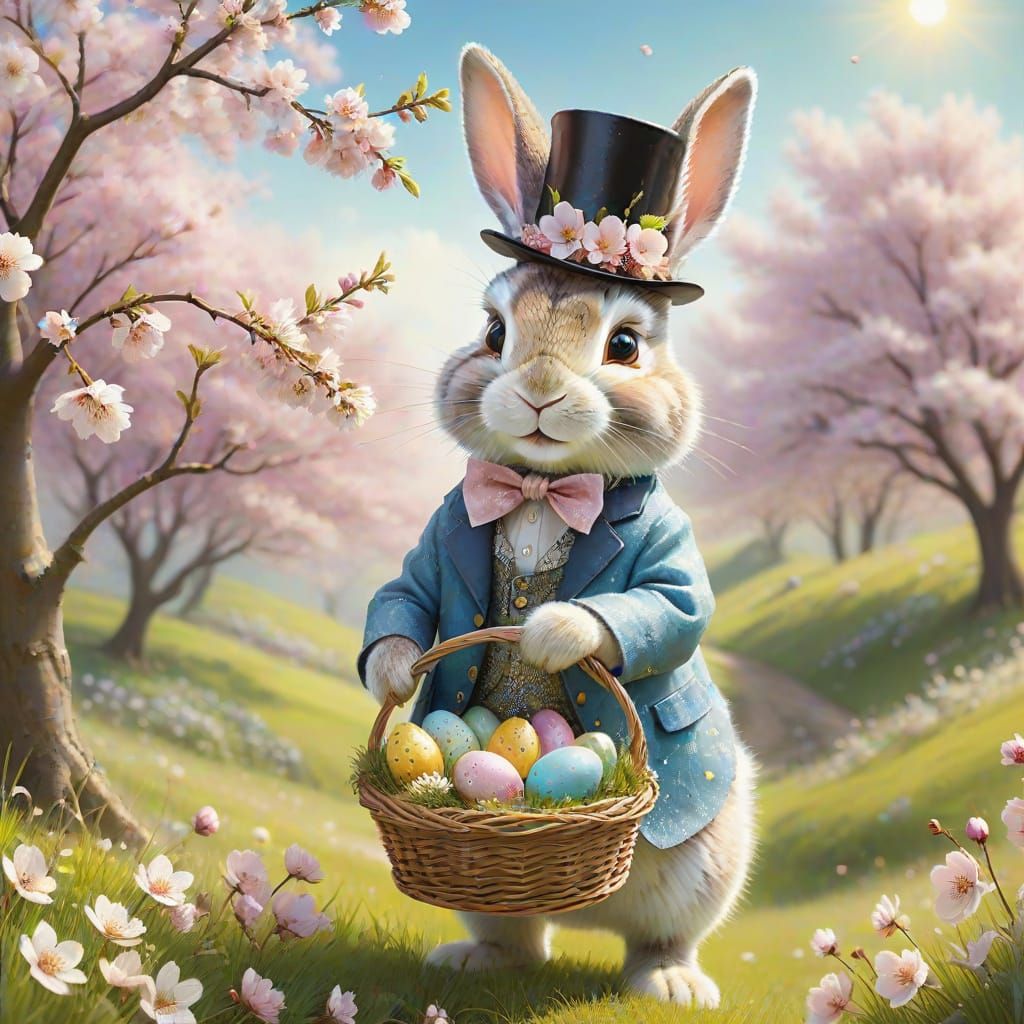 Whimsical Easter Bunny in Spring Florals