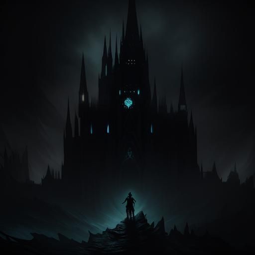 Gothic Figure at Precipice in Dark Fantasy Art