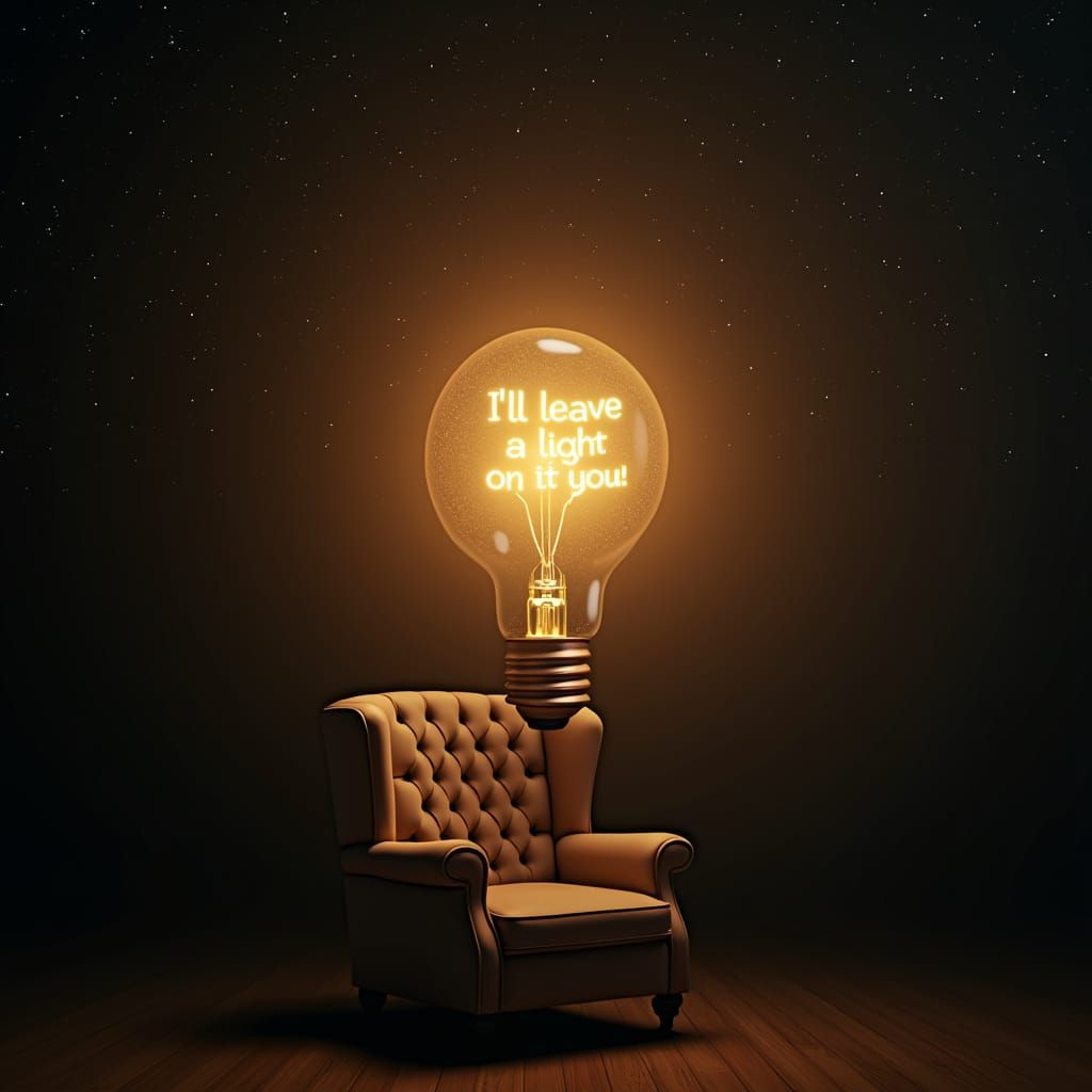 Empty chair and light bulb (Papa Roach- Leave a light on)