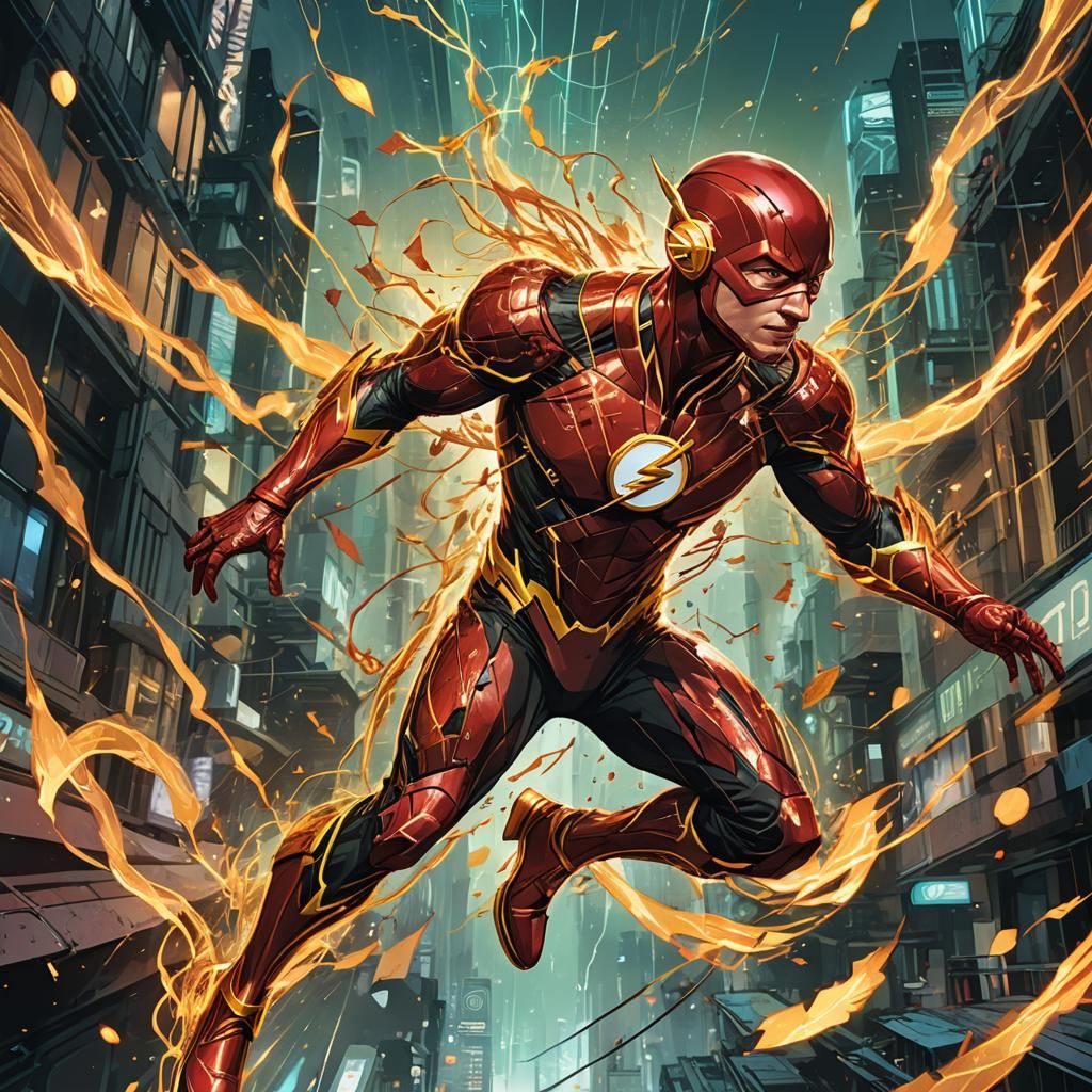 The Flash Breaks Space in Luminous Digital Painting