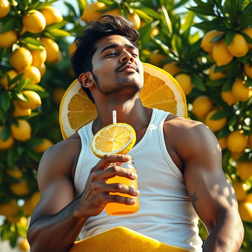 Man in Lemon Grove, Hyperrealistic Concept Art