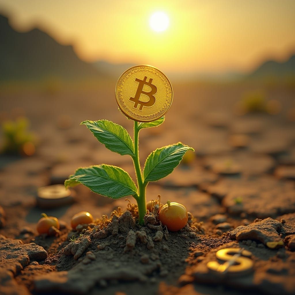 Bitcoin Seedling Thrives in Barren Currency Field
