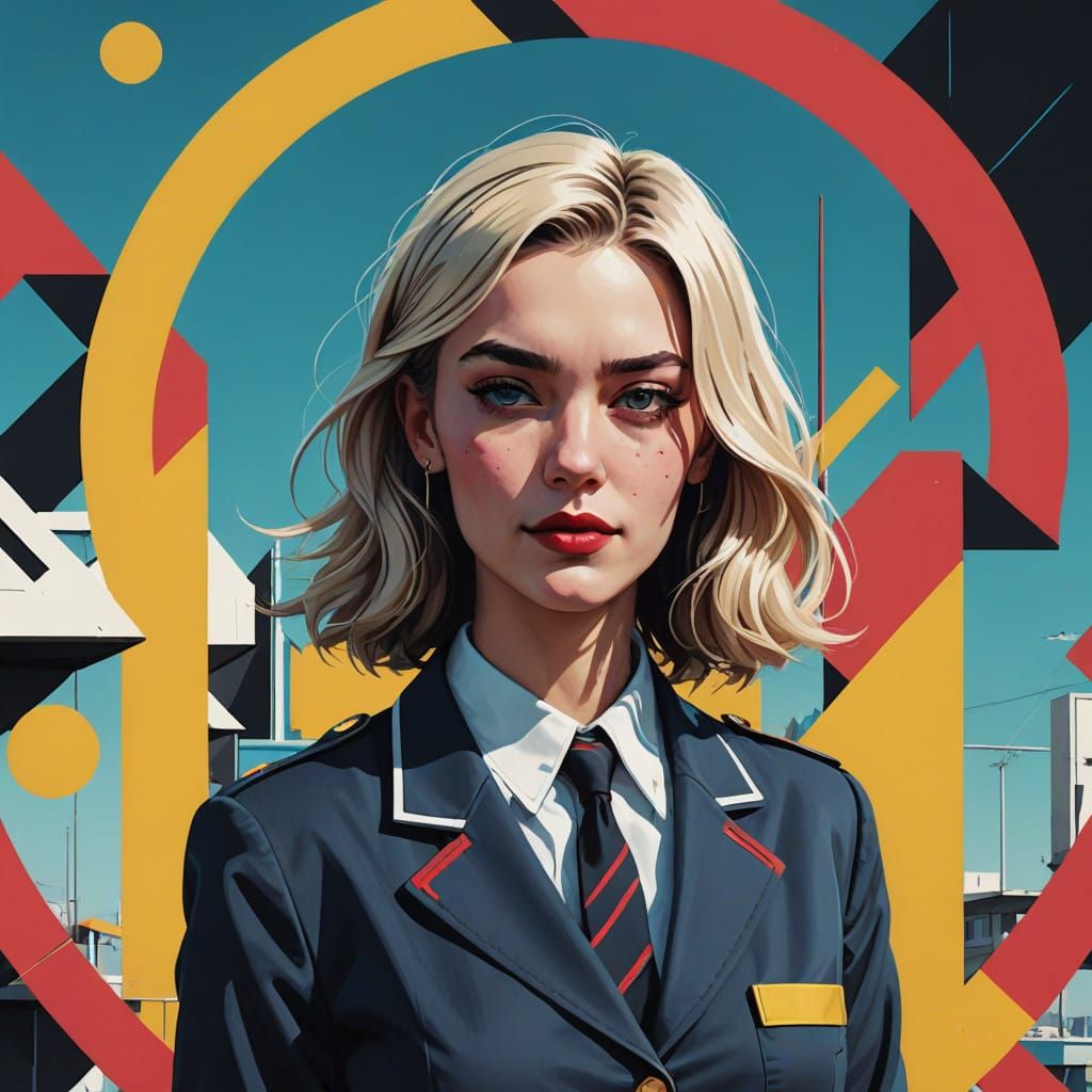 Mischievous Schoolgirl in Bold Pop Art Style