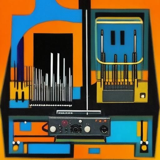 Abstract Cat Telegraph in Complementary Colors