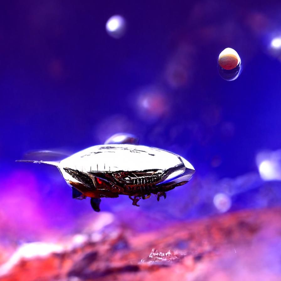 Sci-Fi Spaceship Orbiting Proxima Centauri b