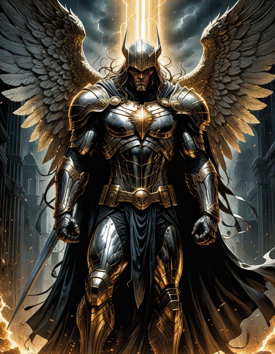 Ethereal Guardian of Cosmic Justice in Comic Book Style