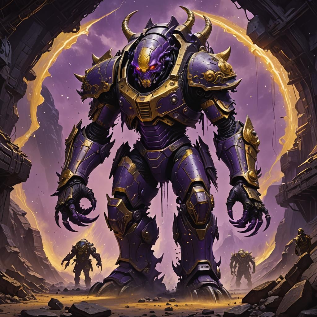 Alien Digger Invades Gold Mine in Dark Fantasy Style