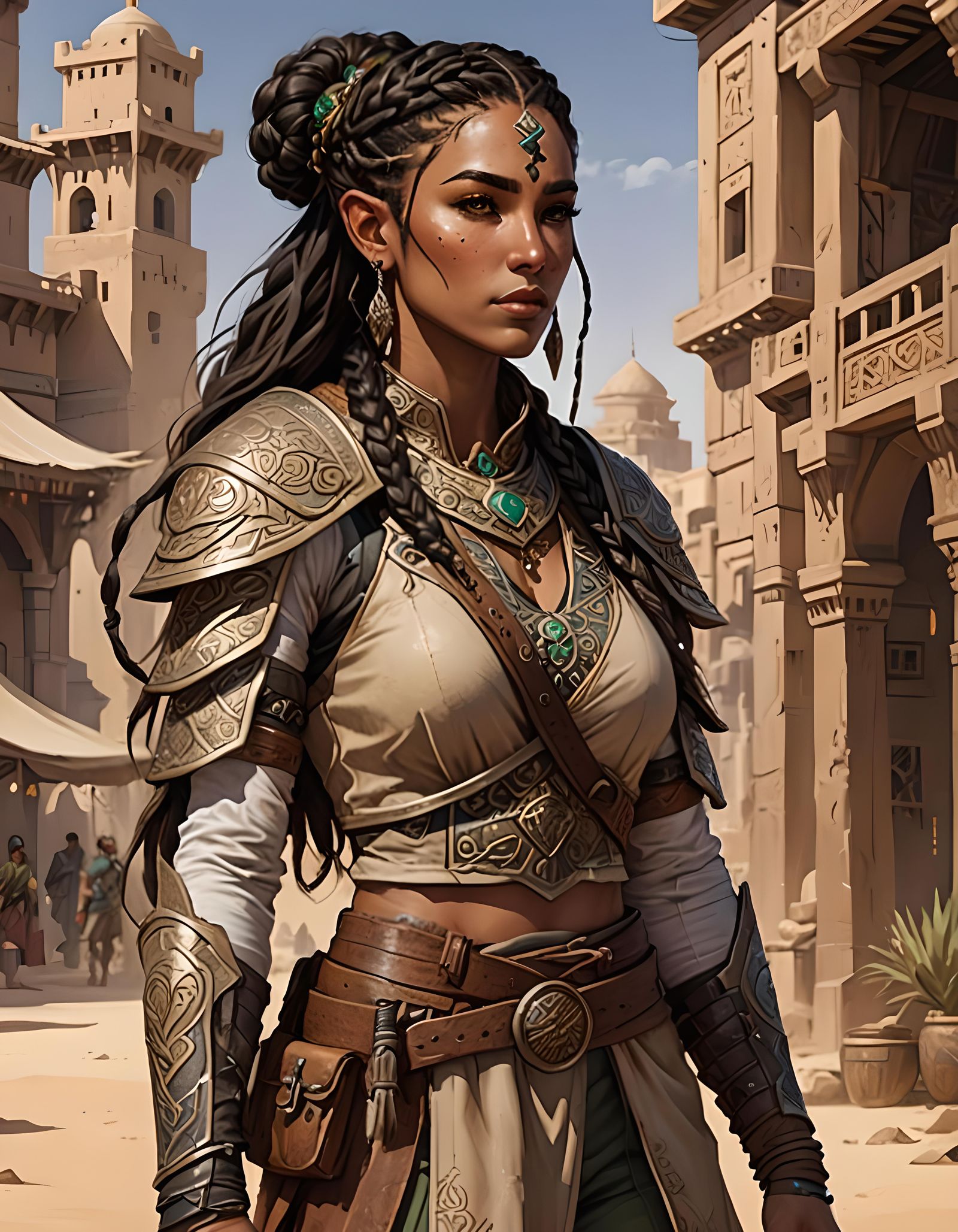 Inara a desert druid from Calimshan, who starts her adventure to rescue the princess with her companions.