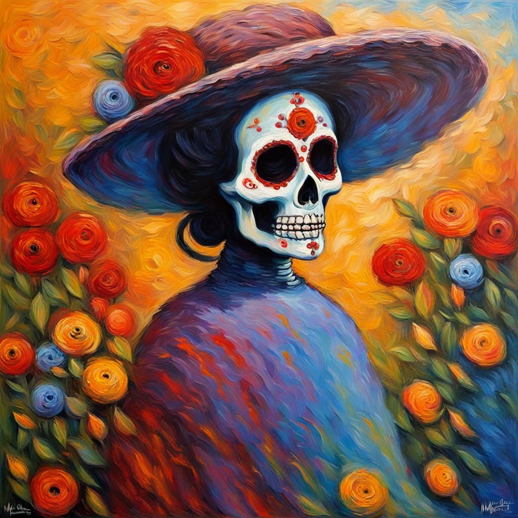 La Muerte in Neo-Impressionist Oil Painting Style