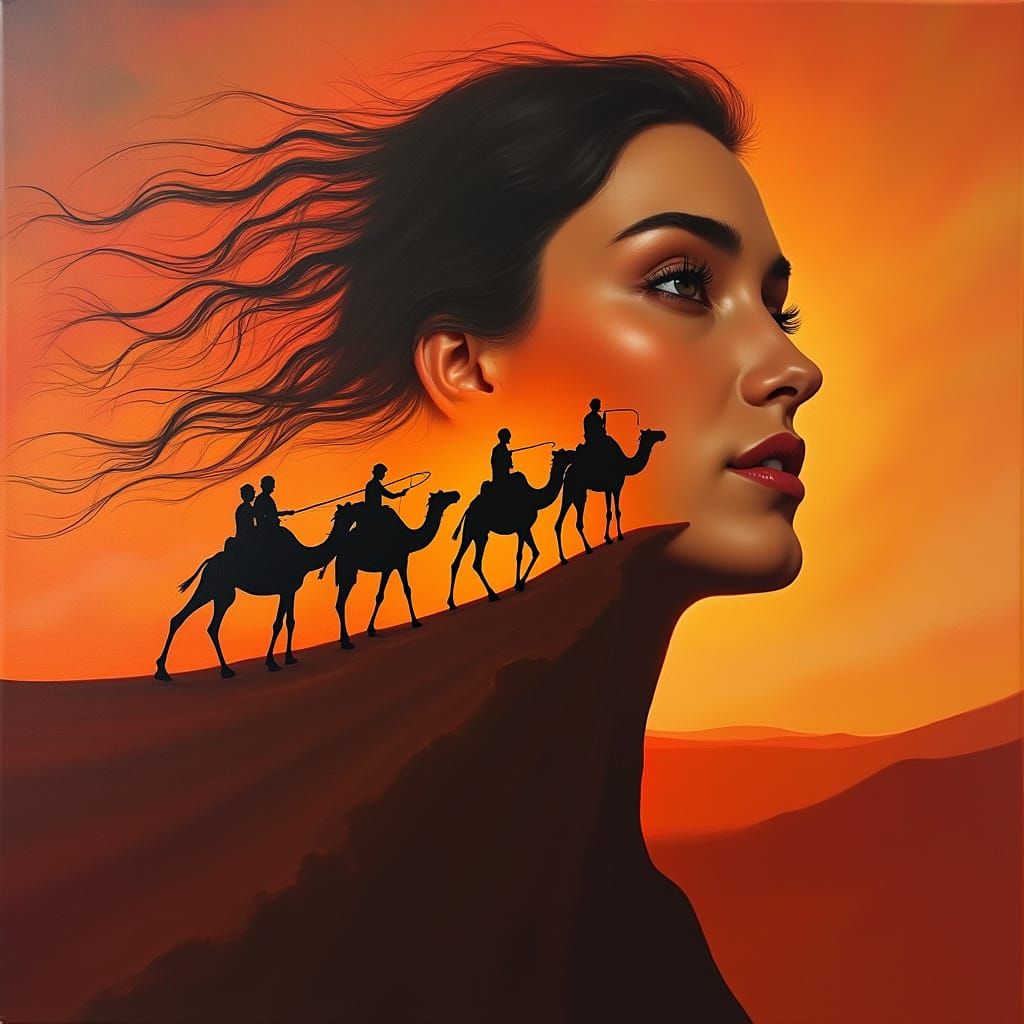 Surrealistic Desert Landscape with Melting Forms