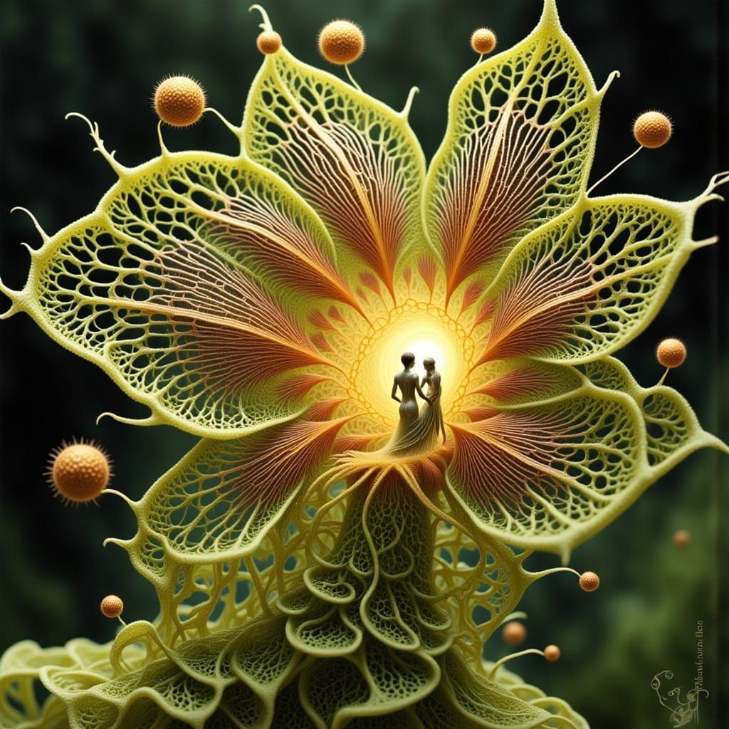 Surrealistic Digital Art: Cosmic Ovoids with Figure in Spira...